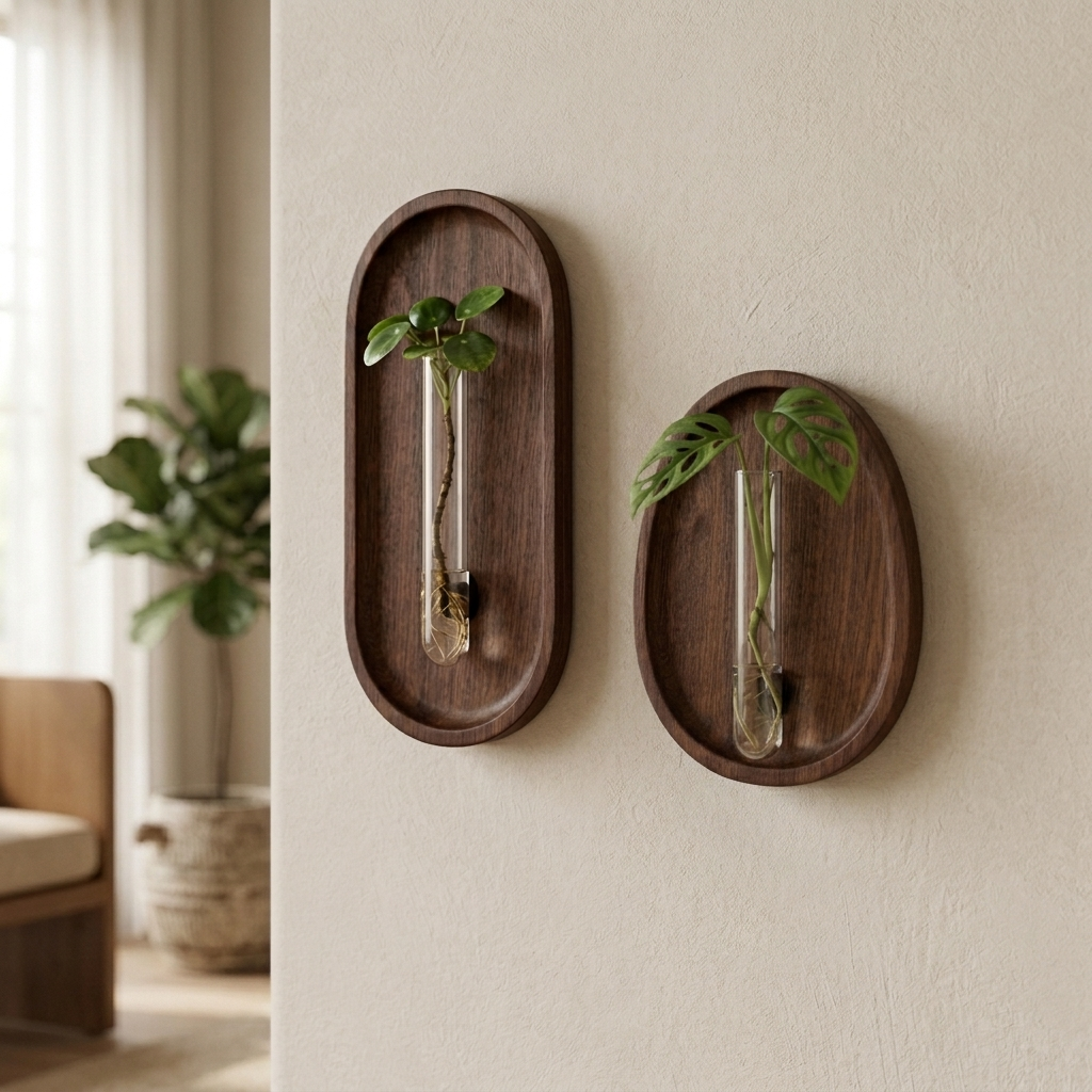 Support Mural en Bois & Fiole — Hana
