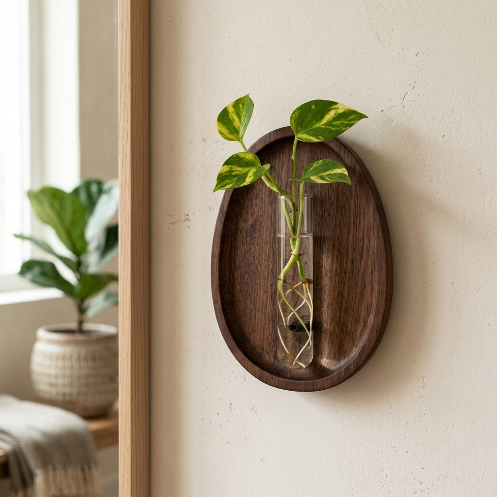 Support Mural en Bois & Fiole — Hana