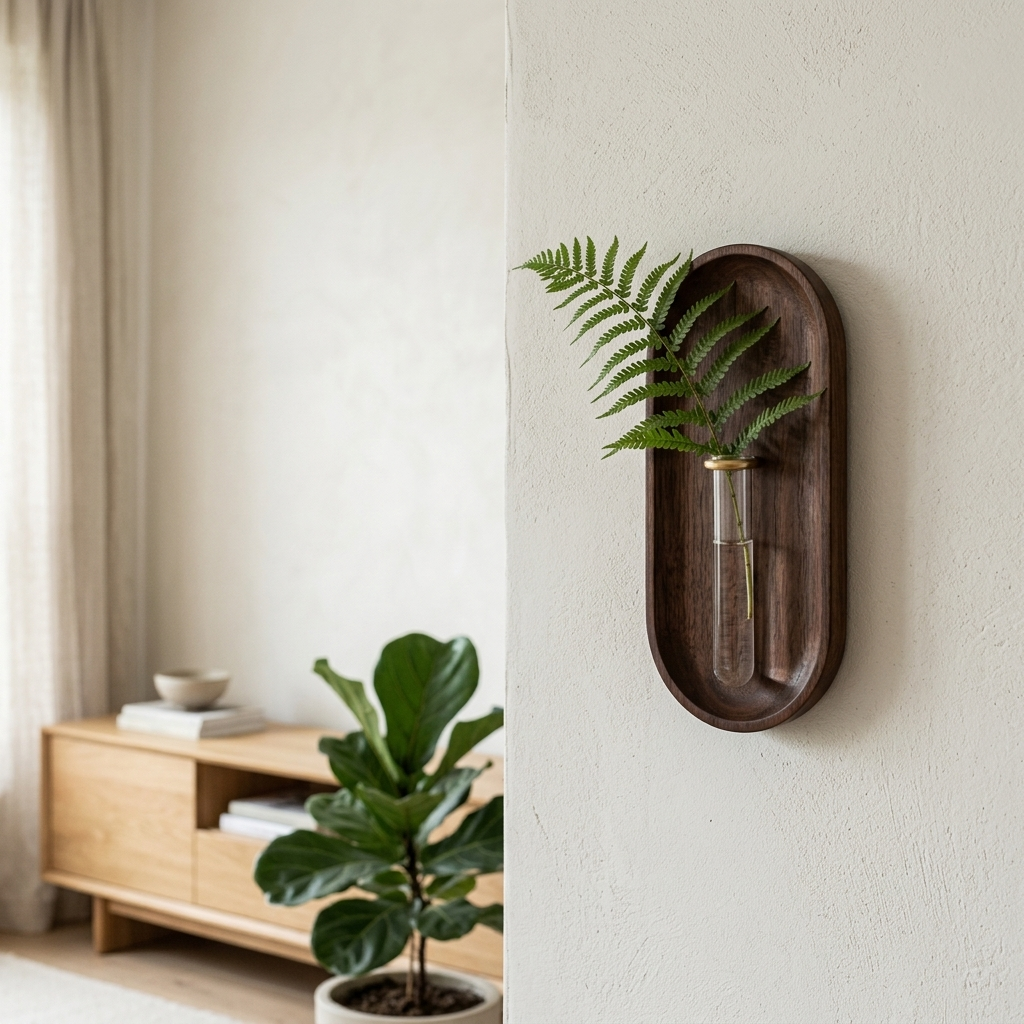 Support Mural en Bois & Fiole — Hana